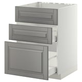 METOD / MAXIMERA Base cab f sink+3 fronts/2 drawers, white/Bodbyn grey, 60x60 cm