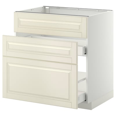 METOD / MAXIMERA Base cab f sink+3 fronts/2 drawers, white/Bodbyn off-white, 80x60 cm