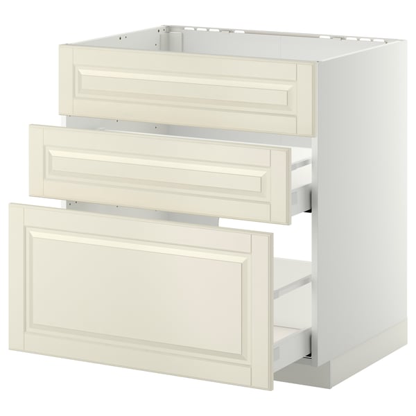 METOD / MAXIMERA Base cab f sink+3 fronts/2 drawers, white/Bodbyn off-white, 80x60 cm