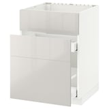 METOD / MAXIMERA Base cab f sink+3 fronts/2 drawers, white/Ringhult light grey, 60x60 cm