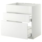 METOD / MAXIMERA Base cab f sink+3 fronts/2 drawers, white/Ringhult white, 80x60 cm