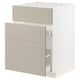 METOD / MAXIMERA Base cab f sink+3 fronts/2 drawers, white/Stensund beige, 60x60 cm