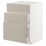 METOD / MAXIMERA Base cab f sink+3 fronts/2 drawers, white/Stensund beige, 60x60 cm