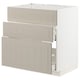 METOD / MAXIMERA Base cab f sink+3 fronts/2 drawers, white/Stensund beige, 80x60 cm
