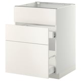 METOD / MAXIMERA Base cab f sink+3 fronts/2 drawers, white/Veddinge white, 60x60 cm