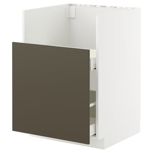 METOD kitchen cabinet: white & brown, rectangular, modern, with smooth drawers, sturdy design.
