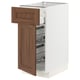 METOD / MAXIMERA Base cab w wire basket/drawer/door, white Enköping/brown walnut effect, 40x60 cm