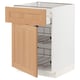 METOD / MAXIMERA Base cab w wire basket/drawer/door, white/Vedhamn oak, 60x60 cm