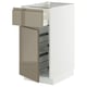METOD / MAXIMERA Base cab w wire basket/drawer/door, white/Voxtorp high-gloss dark grey-brown, 40x60 cm