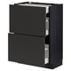 METOD / MAXIMERA Base cab with 2 fronts/3 drawers, black/Nickebo matt anthracite, 60x37 cm