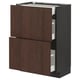 METOD / MAXIMERA Base cab with 2 fronts/3 drawers, black/Sinarp brown, 60x37 cm