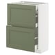 METOD / MAXIMERA Base cab with 2 fronts/3 drawers, white/Axstad grey-green, 60x37 cm