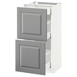 METOD / MAXIMERA Base cab with 2 fronts/3 drawers, white/Bodbyn grey, 40x37 cm