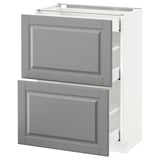 METOD / MAXIMERA Base cab with 2 fronts/3 drawers, white/Bodbyn grey, 60x37 cm