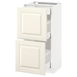 METOD / MAXIMERA Base cab with 2 fronts/3 drawers, white/Bodbyn off-white, 40x37 cm