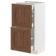 METOD / MAXIMERA Base cab with 2 fronts/3 drawers, white Enköping/brown walnut effect, 40x37 cm