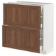 METOD / MAXIMERA Base cab with 2 fronts/3 drawers, white Enköping/brown walnut effect, 80x37 cm