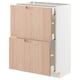 METOD / MAXIMERA Base cab with 2 fronts/3 drawers, white/Fröjered light bamboo, 60x37 cm