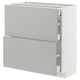 METOD / MAXIMERA Base cab with 2 fronts/3 drawers, white/Havstorp light grey, 80x37 cm