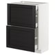 METOD / MAXIMERA Base cab with 2 fronts/3 drawers, white/Lerhyttan black stained, 60x37 cm