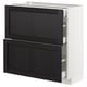METOD / MAXIMERA Base cab with 2 fronts/3 drawers, white/Lerhyttan black stained, 80x37 cm