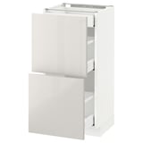 METOD / MAXIMERA Base cab with 2 fronts/3 drawers, white/Ringhult light grey, 40x37 cm
