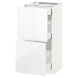 METOD / MAXIMERA Base cab with 2 fronts/3 drawers, white/Ringhult white, 40x37 cm