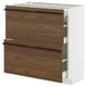 METOD / MAXIMERA Base cab with 2 fronts/3 drawers, white/Stensta dark brown ash veneer, 80x37 cm