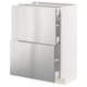 METOD / MAXIMERA Base cab with 2 fronts/3 drawers, white/Vårsta stainless steel, 60x37 cm