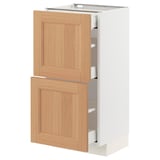 METOD / MAXIMERA Base cab with 2 fronts/3 drawers, white/Vedhamn oak, 40x37 cm