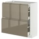 METOD / MAXIMERA Base cab with 2 fronts/3 drawers, white/Voxtorp high-gloss dark grey-brown, 80x37 cm