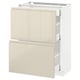 METOD / MAXIMERA Base cab with 2 fronts/3 drawers, white/Voxtorp high-gloss light beige, 60x37 cm
