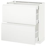 METOD / MAXIMERA Base cab with 2 fronts/3 drawers, white/Voxtorp matt white, 80x37 cm