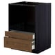 METOD / MAXIMERA Base cabinet f combi micro/drawers, black Enköping/brown walnut effect, 60x60 cm