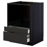 METOD / MAXIMERA Base cabinet f combi micro/drawers, black/Nickebo matt anthracite, 60x60 cm