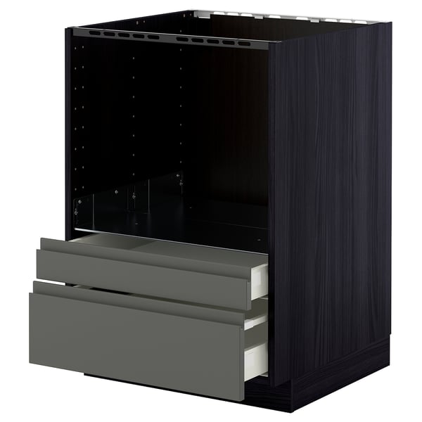 METOD / MAXIMERA Base cabinet f combi micro/drawers, black/Voxtorp dark grey, 60x60 cm