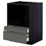 METOD / MAXIMERA Base cabinet f combi micro/drawers, black/Voxtorp dark grey, 60x60 cm