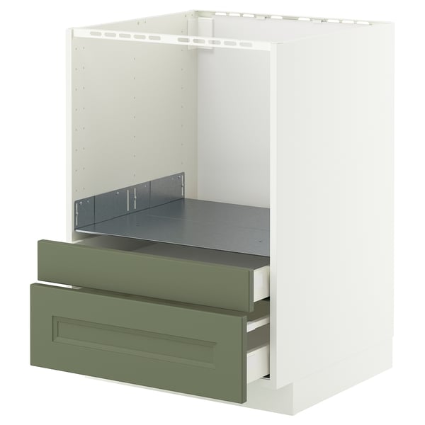 METOD / MAXIMERA Base cabinet f combi micro/drawers, white/Axstad grey-green, 60x60 cm