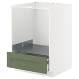 METOD / MAXIMERA Base cabinet for oven with drawer, white/Axstad grey-green, 60x60 cm