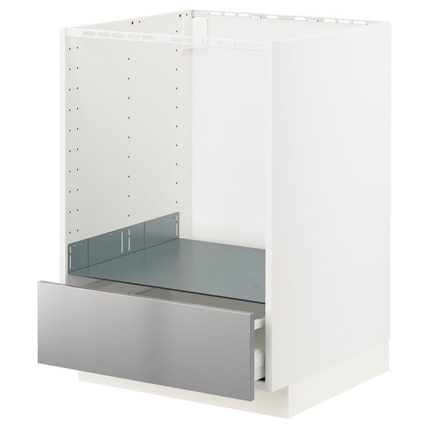 METOD / MAXIMERA Base cabinet for oven with drawer, white/Vårsta stainless steel, 60x60 cm