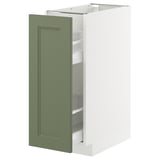 METOD / MAXIMERA Base cabinet/pull-out int fittings, white/Axstad grey-green, 30x60 cm