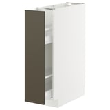METOD / MAXIMERA Base cabinet/pull-out int fittings, white/Havstorp brown-beige, 20x60 cm