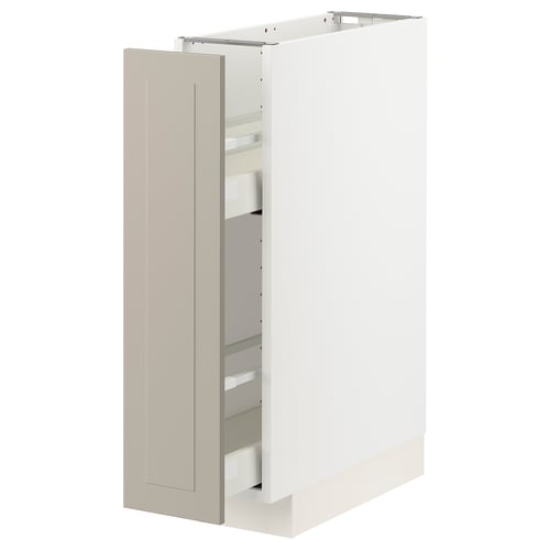 METOD kitchen cabinet: beige; rectangular; 3 drawers; sturdy particleboard & steel; modern craftsmanship.