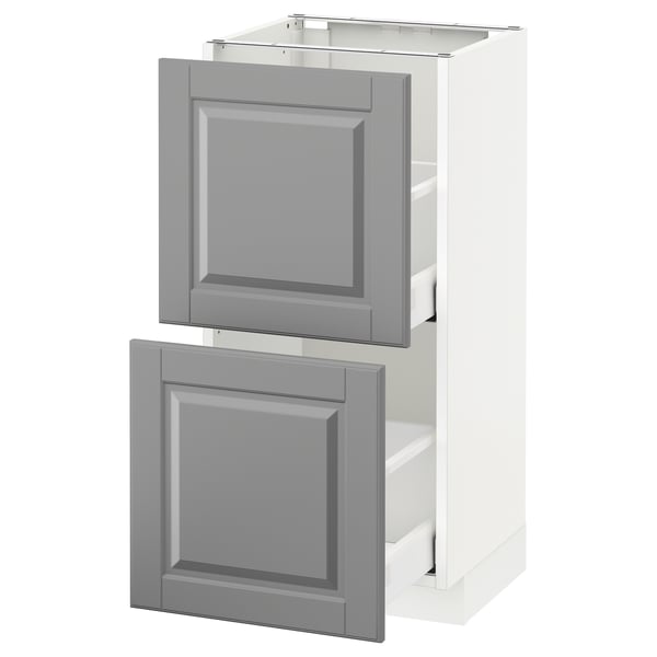 METOD / MAXIMERA Base cabinet with 2 drawers, white/Bodbyn grey, 40x37 cm
