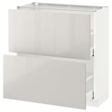METOD / MAXIMERA Base cabinet with 2 drawers, white/Ringhult light grey, 80x37 cm