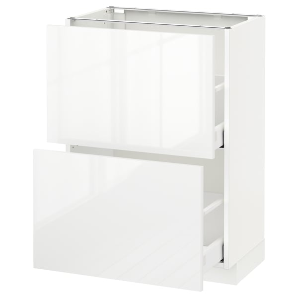 METOD / MAXIMERA Base cabinet with 2 drawers, white/Ringhult white, 60x37 cm