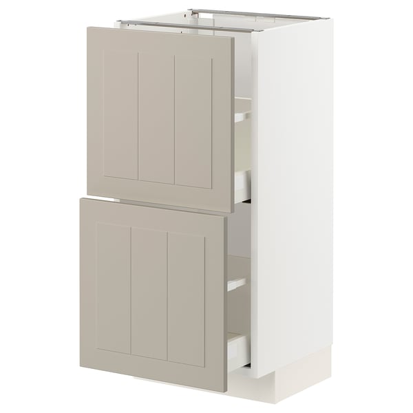 METOD / MAXIMERA Base cabinet with 2 drawers, white/Stensund beige, 40x37 cm
