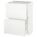METOD / MAXIMERA Base cabinet with 2 drawers, white/Voxtorp matt white, 60x37 cm