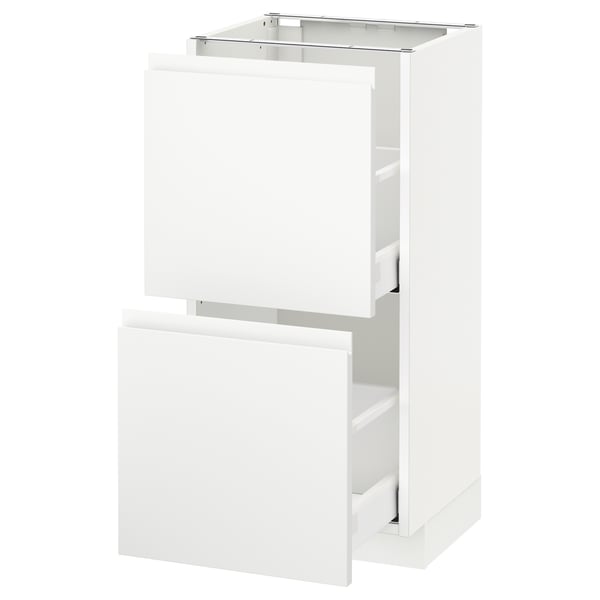 METOD / MAXIMERA Base cabinet with 2 drawers, white/Voxtorp matt white, 40x37 cm