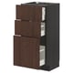 METOD / MAXIMERA Base cabinet with 3 drawers, black/Sinarp brown, 40x37 cm
